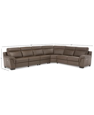 CLOSEOUT! Julius 150" II 6-Pc. Leather Sectional Sofa With 2 Power Recliners, Power Headrests & USB Power Outlet