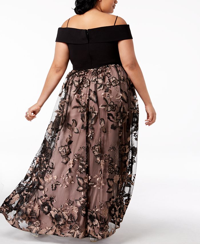 Morgan & Company Women's Trendy Studded Gown Blue Size 16W