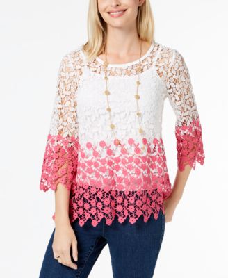 Charter Club - Two-Tone Lace Top