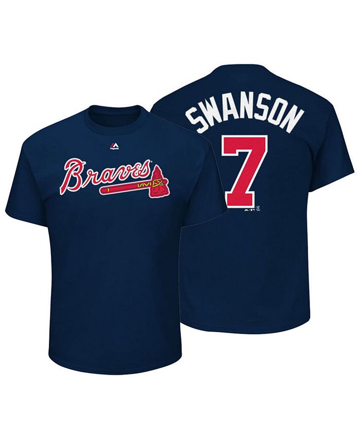 Men's Atlanta Braves Dansby Swanson Majestic Red Official Player Name &  Number T-Shirt