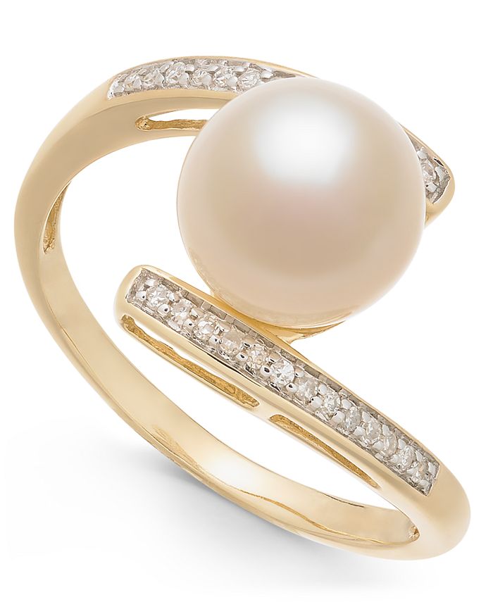 Honora Cultured Freshwater Pearl (8mm) & Diamond Accent Ring in 14k ...