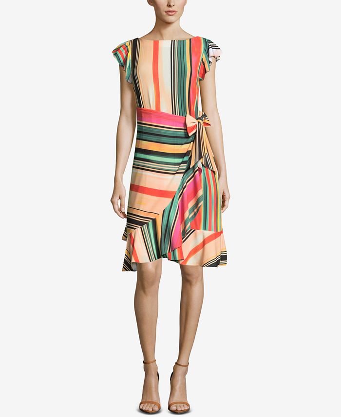 ECI Striped Faux-Wrap Dress - Macy's