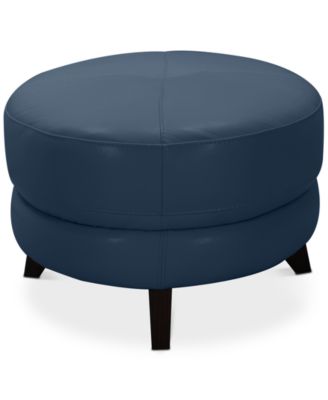 Myia Tufted Leather Oval Ottoman