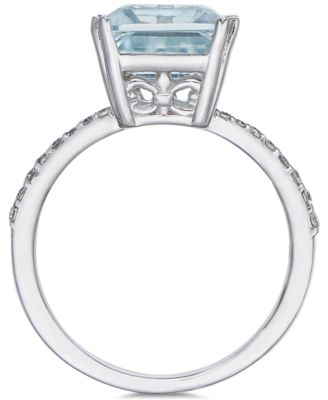 EFFY&reg; Aquarius Aquamarine (3-3/4 ct. t.w.) and Diamond (1/6 ct. t.w.) Ring in 14k White Gold