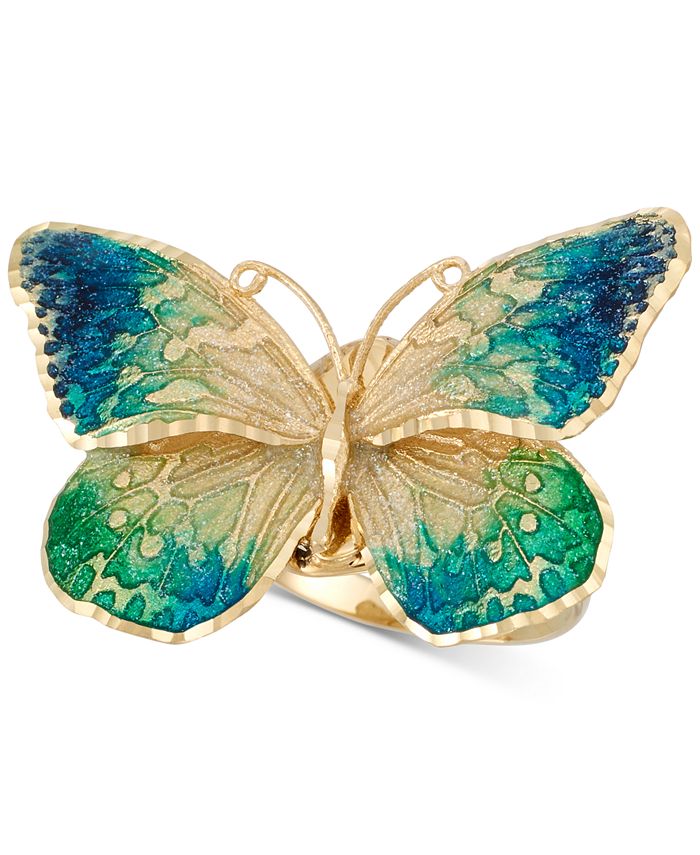 Italian Gold Ceramic Butterfly Ring in 14k Gold - Macy's