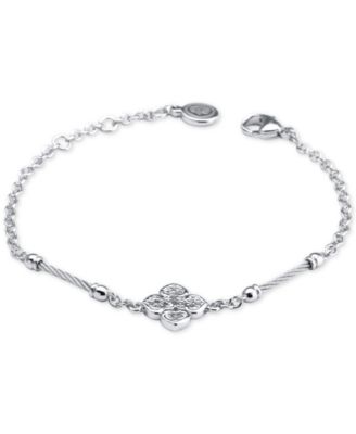 CHARRIOL - Silver Bracelet with White Topaz and Stainless Steel Cable