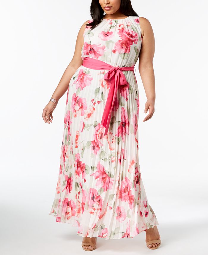 Jessica Howard Plus Size Belted Floral Maxi Dress & Reviews - Dresses ...