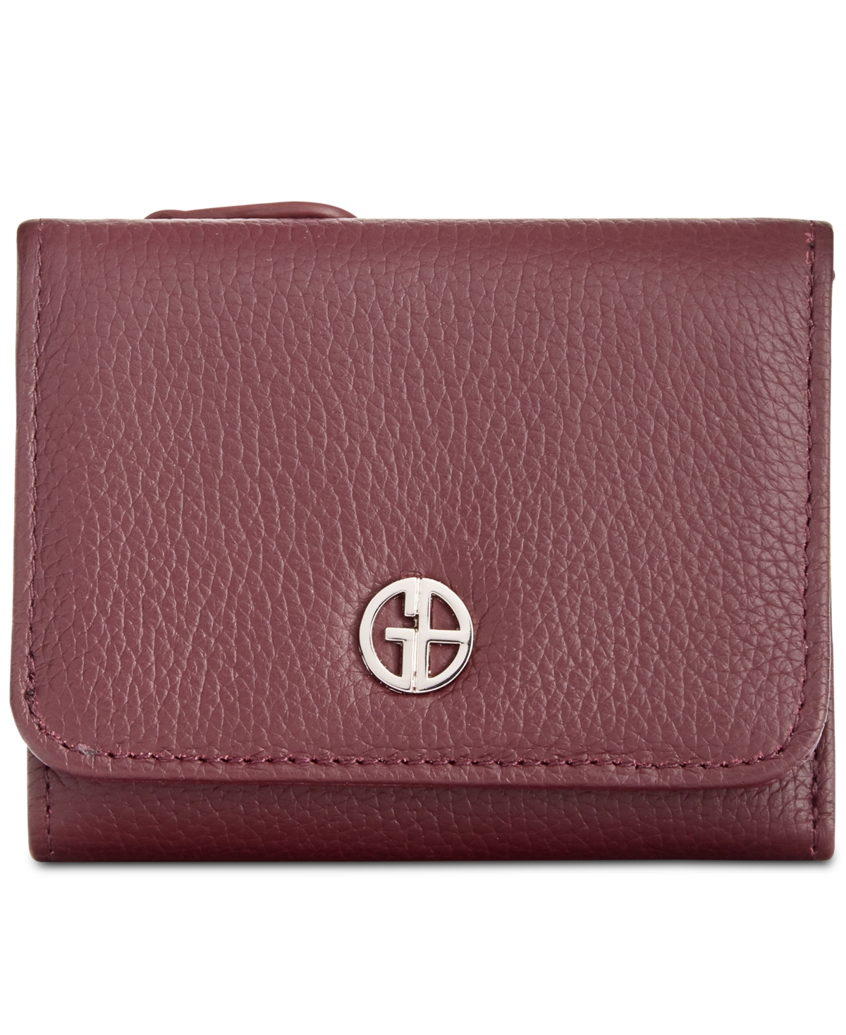 Giani Bernini Softy Leather Trifold Wallet, Created For Macy's In Wine,silver