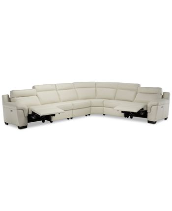 Furniture - Julius 150" II 6-Pc. Leather Sectional Sofa With 2 Power Recliners, Power Headrests & USB Power Outlet, Created for Macy's
