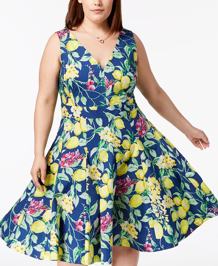 Betsey Johnson Plus Size Printed Fit & Flare Dress - Macy's
