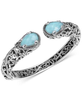 Macy s Carolyn Pollack Turquoise Rock Crystal Doublet Cuff Bracelet in Sterling Silver Macy s