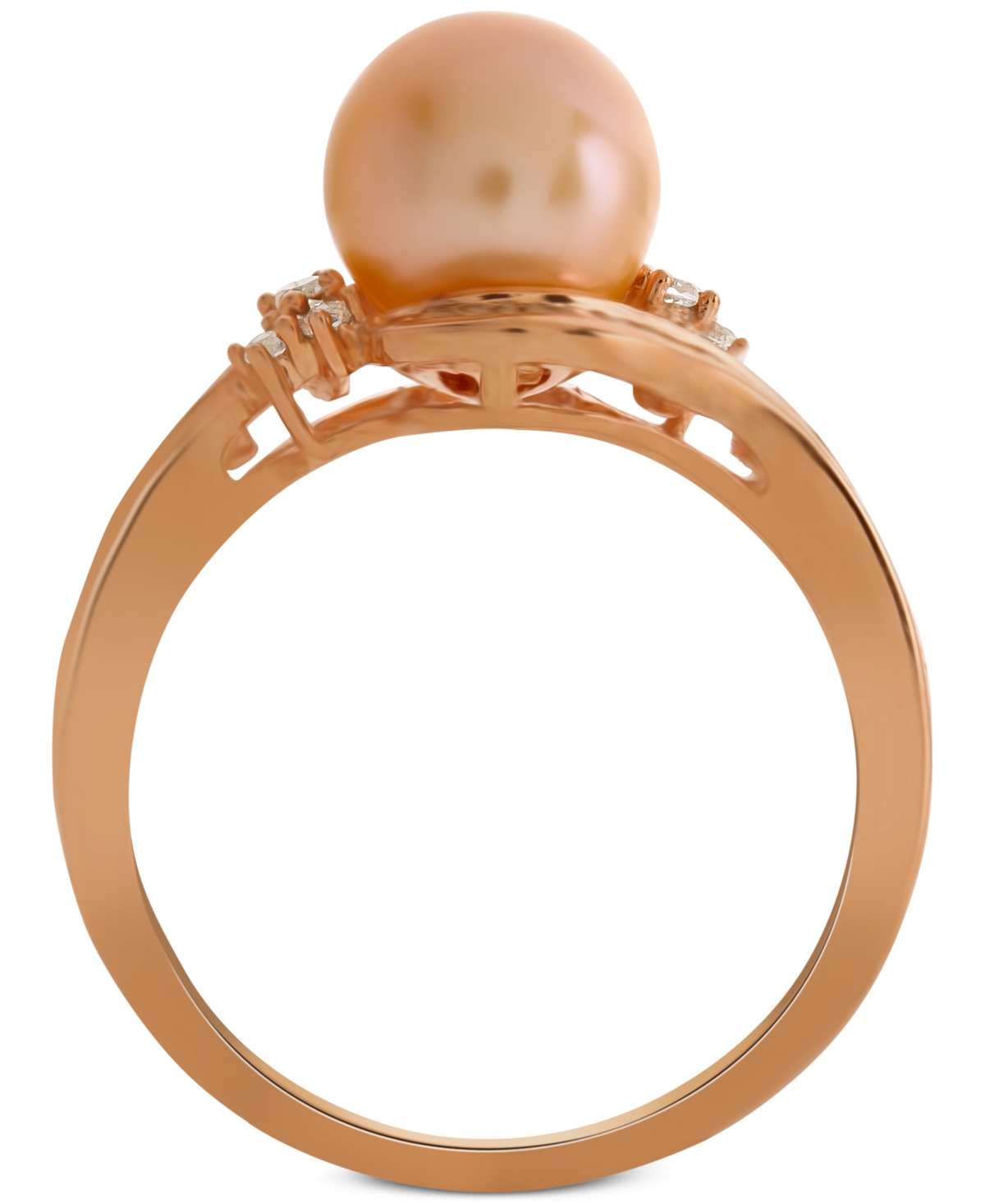 Pink Cultured Freshwater Pearl (8mm) & Diamond (1/4 ct. t.w.) Swirl Ring in 14k- Rose gold