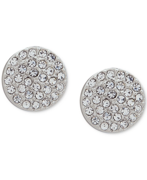 Dkny Pave Disc Stud Earrings, Created For Macy's In Rhodium