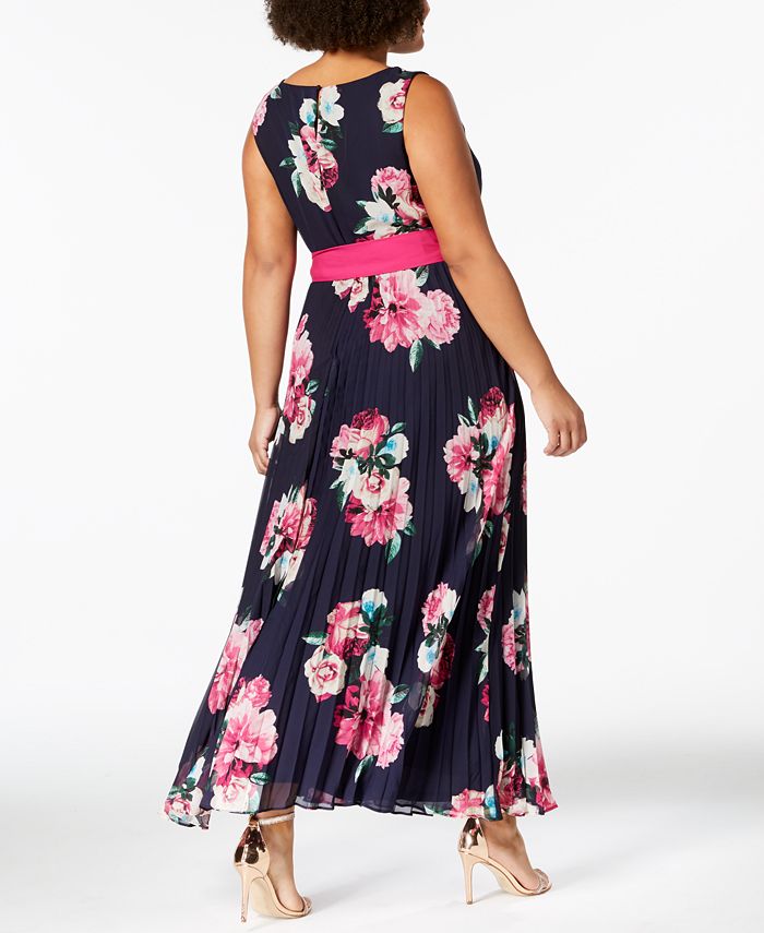 Jessica Howard Plus Size FloralPrint Pleated Maxi Dress Macy's