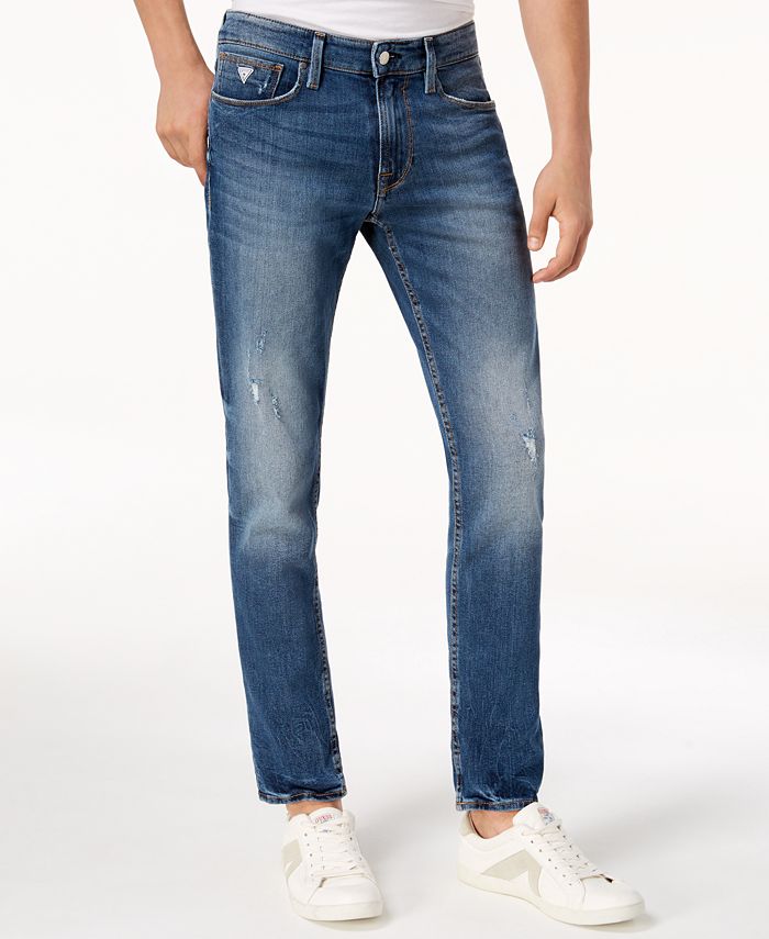 GUESS Men's Slim Tapered Fit Ripped Jeans - Macy's