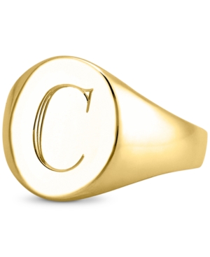 image of Sarah Chloe Initial Signet Ring in 14K Gold-Plated Sterling Silver