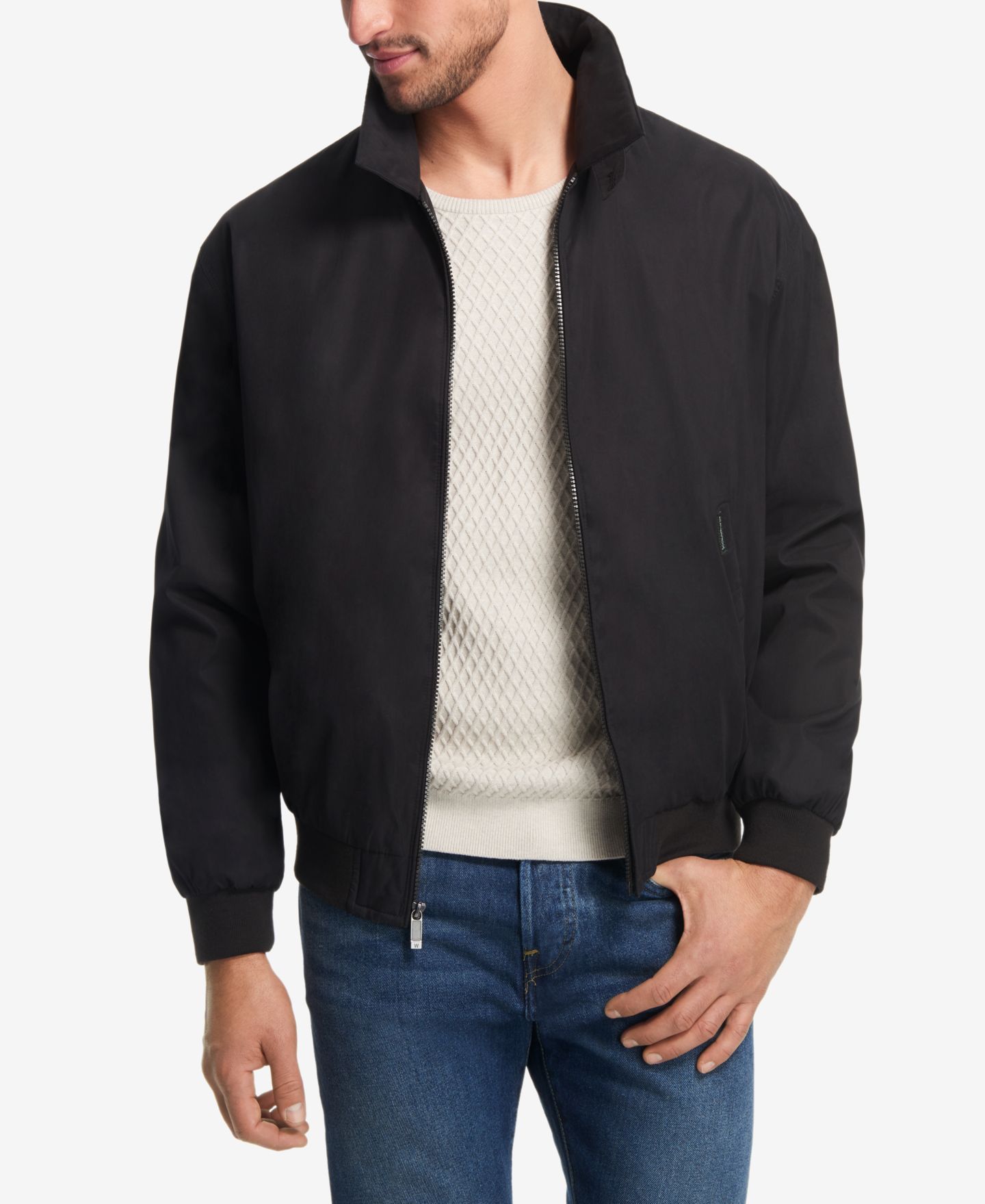 Мужская куртка Weatherproof Big & Tall Lightweight Full-Zip Bomber, цвет: Чёрный — фото 1