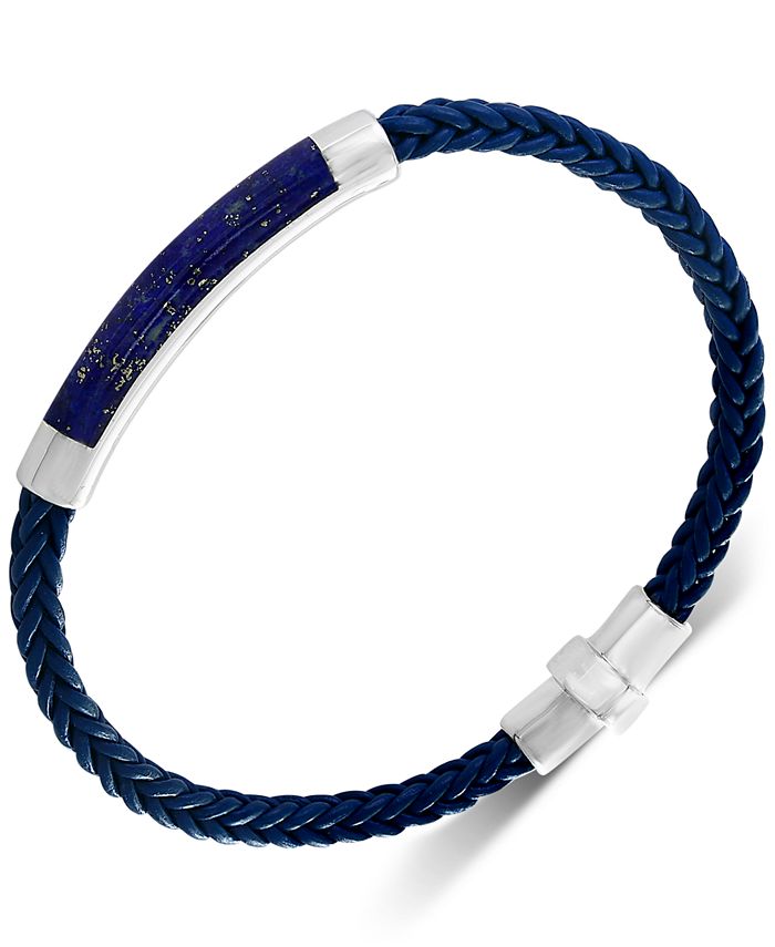 EFFY Collection EFFY® Men's Lapis Lazuli Braided Leather Bracelet in ...