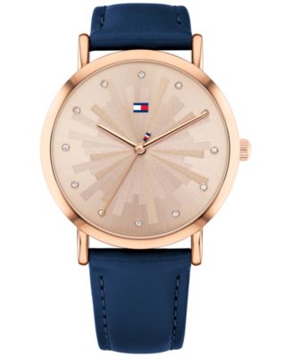 Tommy Hilfiger - Women's Navy Leather Strap Watch 36mm Created for Macy's