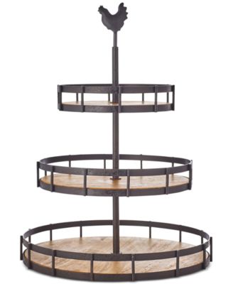 Martha Stewart Collection - Farmhouse Wood and Wire 3-Tier Server