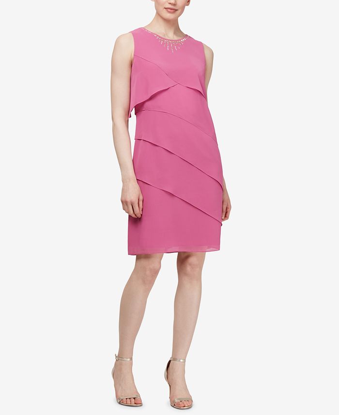 SL Fashions Embellished Tiered Chiffon Dress & Reviews - Dresses ...