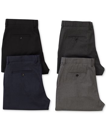 Haggar Men's Work To Weekend Khaki Classic Fit No Iron Hidden Expandable Waistband Pleated Front Pant