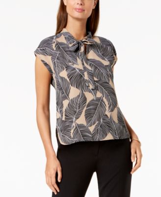 Nine West - Printed Tie-Neck Top