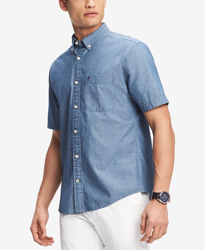 Tommy Hilfiger Men's Chambray Mini Dot Shirt, Created for Macy's ...