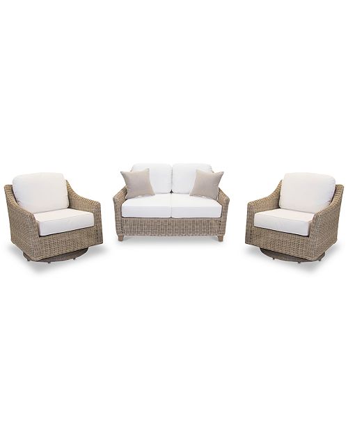 Furniture Willough Outdoor 3Pc. Set (1 Loveseat & 2 Swivel Gliders