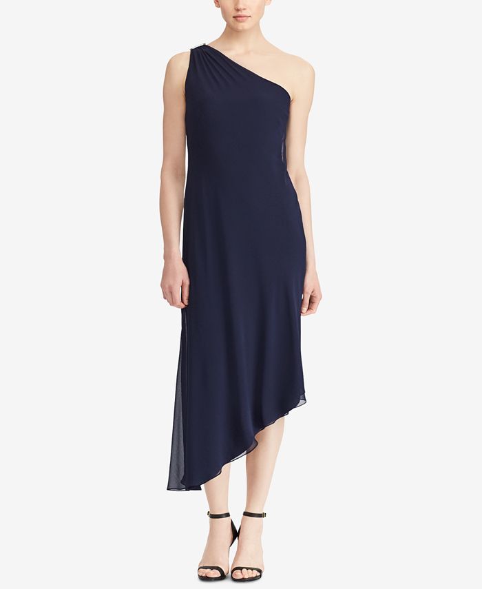 Lauren Ralph Lauren Georgette One-Shoulder Dress - Macy's
