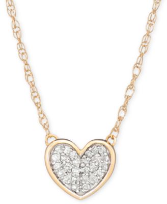 Elsie May - Diamond Accent Heart Pendant Necklace in 14k Gold, 15" + 1" extender