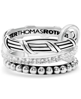 Peter Thomas Roth 3-Pc. Set White Topaz Connected Stacking Rings (1-1/4 ct.  t.w.) in Sterling Silver - Macy's