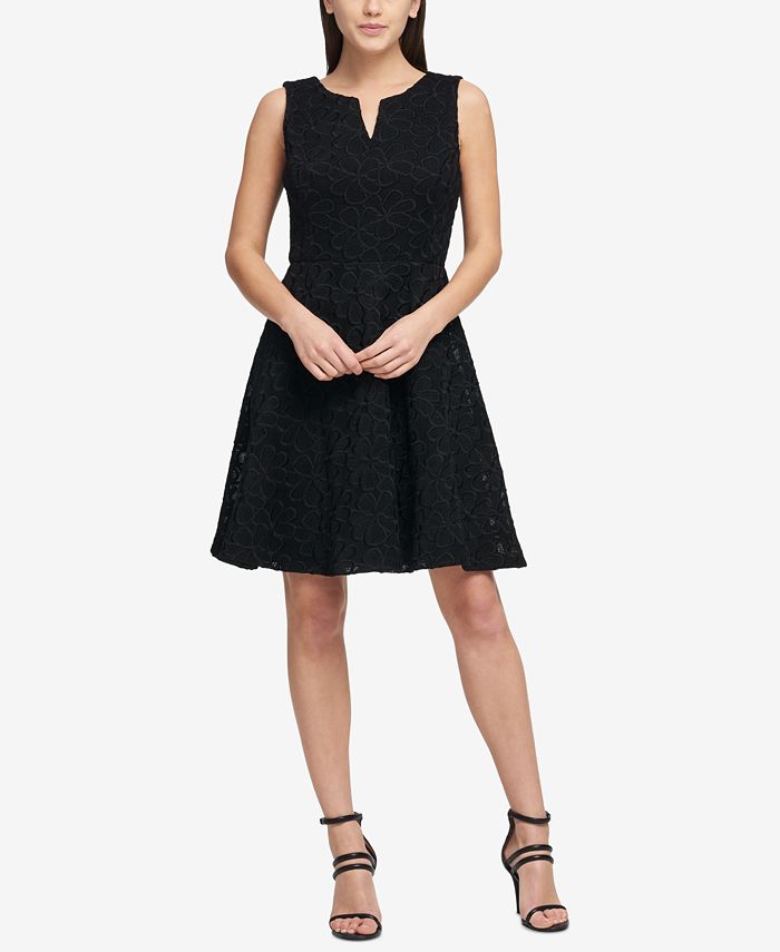 DKNY Mesh Scuba Fit & Flare Dress, Created for Macy's Macy's