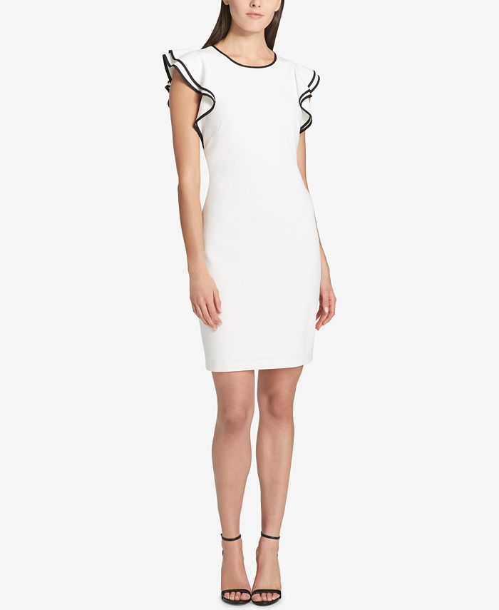 Tommy hilfiger scuba sheath dress deals with flutter sleeves