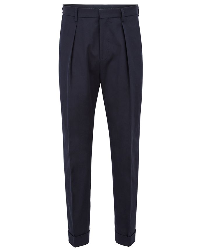 Hugo Boss BOSS Men's Relaxed-Fit Cropped Cotton Trousers & Reviews ...