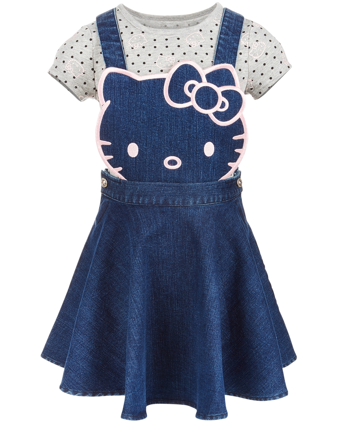 HELLO KITTY TODDLER GIRLS 2-PC. DENIM SKIRTALL & T-SHIRT SET