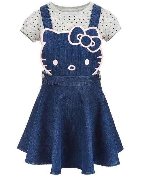 Hello Kitty Toddler Girls 2 Pc Denim Skirtall T Shirt Set