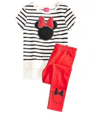 Disney Little Girls 2-Pc Minnie Mouse Silhouette Top & Leggings Set