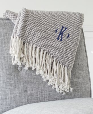 Cathy's Concepts Personalized Grey Herringbone 50" x 60" Throw