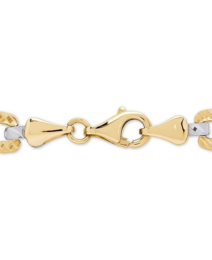 Italian Gold Two-tone Stampato Link Bracelet In 10k Gold - Macy's