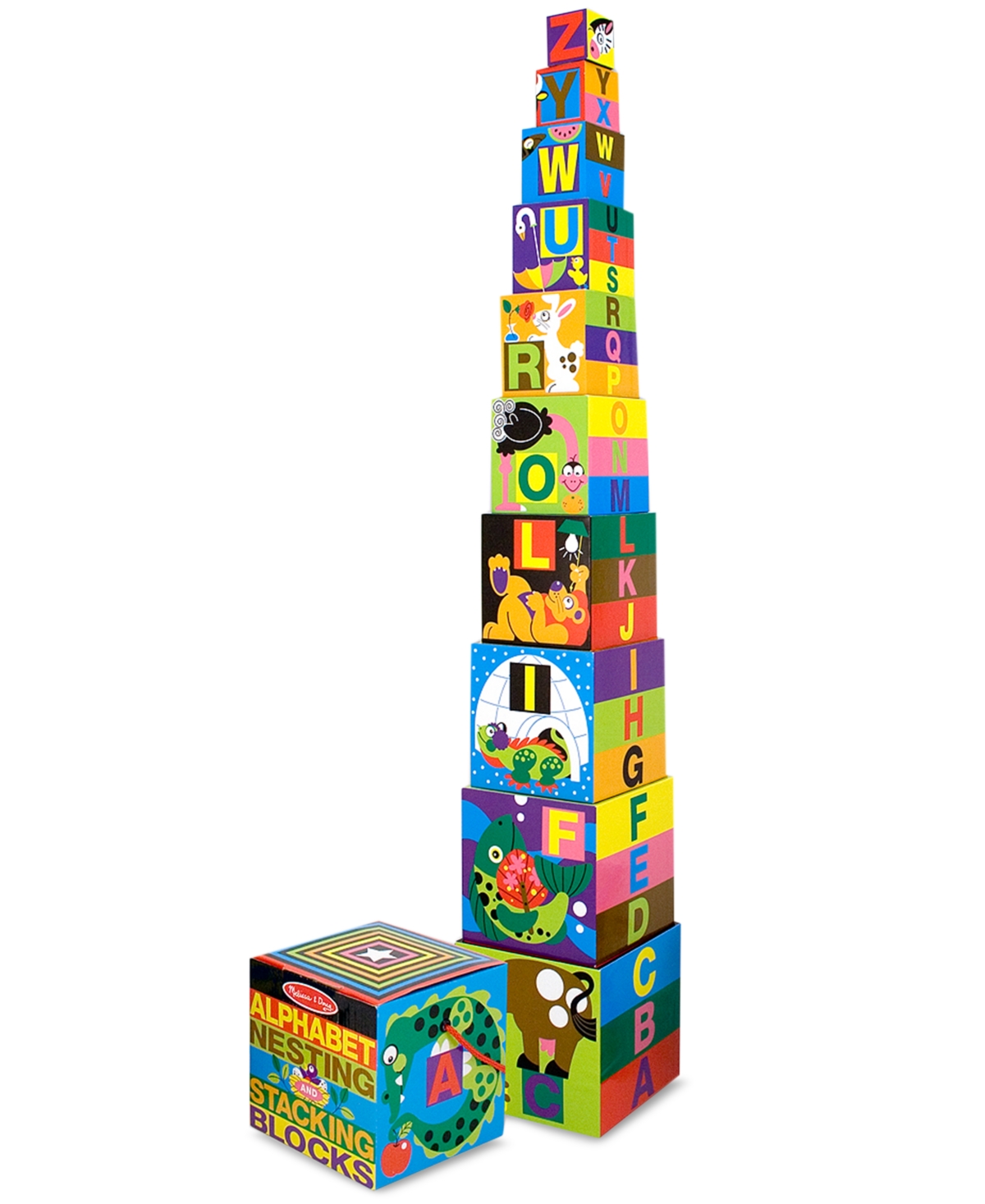 Melissa & Doug Alphabet Nesting And Stacking Blocks In Multi
