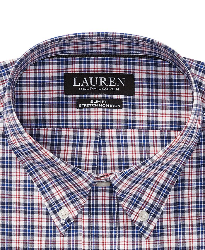 Lauren Ralph Lauren Men's Slim Fit Plaid Cotton Dress Shirt - Macy's
