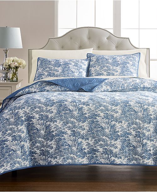Martha Stewart Collection Closeout Forest Toile Reversible Quilt