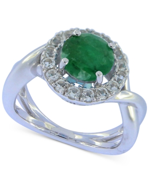 image of Emerald (2 ct. t.w.) & White Sapphire (1-1/2 ct. t.w.) Ring in Sterling Silver