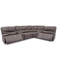CLOSEOUT! Felyx 6-Pc. Fabric Sectional Sectional Sofa With 2 Power Recliners, Power Headrests, 2 Consoles And USB Power Outlet