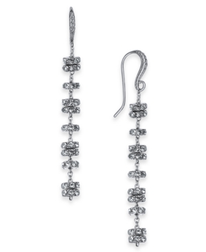 image of Inc Silver-Tone Pave Rondelle Bead Linear Drop Earrings, Created for Macy-s