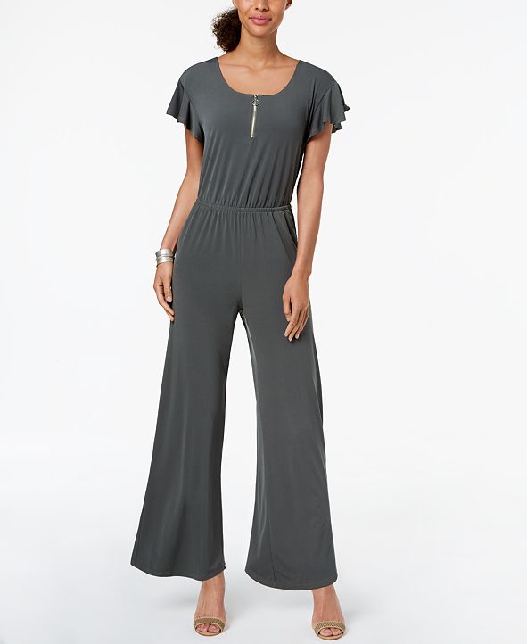 NY Collection Petite Zip-Neck Jumpsuit & Reviews - Pants ...