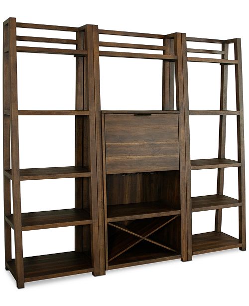 Furniture Ridgeway 3 Pc Bar Wall Set Bar Cabinet 2 Leaning
