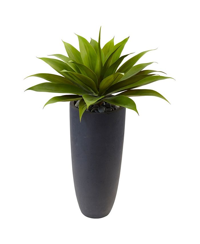 Nearly Natural - 38" Agave Artificial Plant in Gray Cylinder Planter