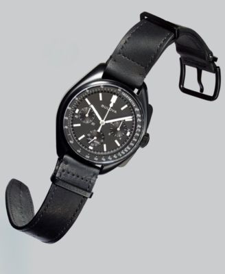Men's Lunar Pilot Chronograph Black Leather Strap Watch 45mm